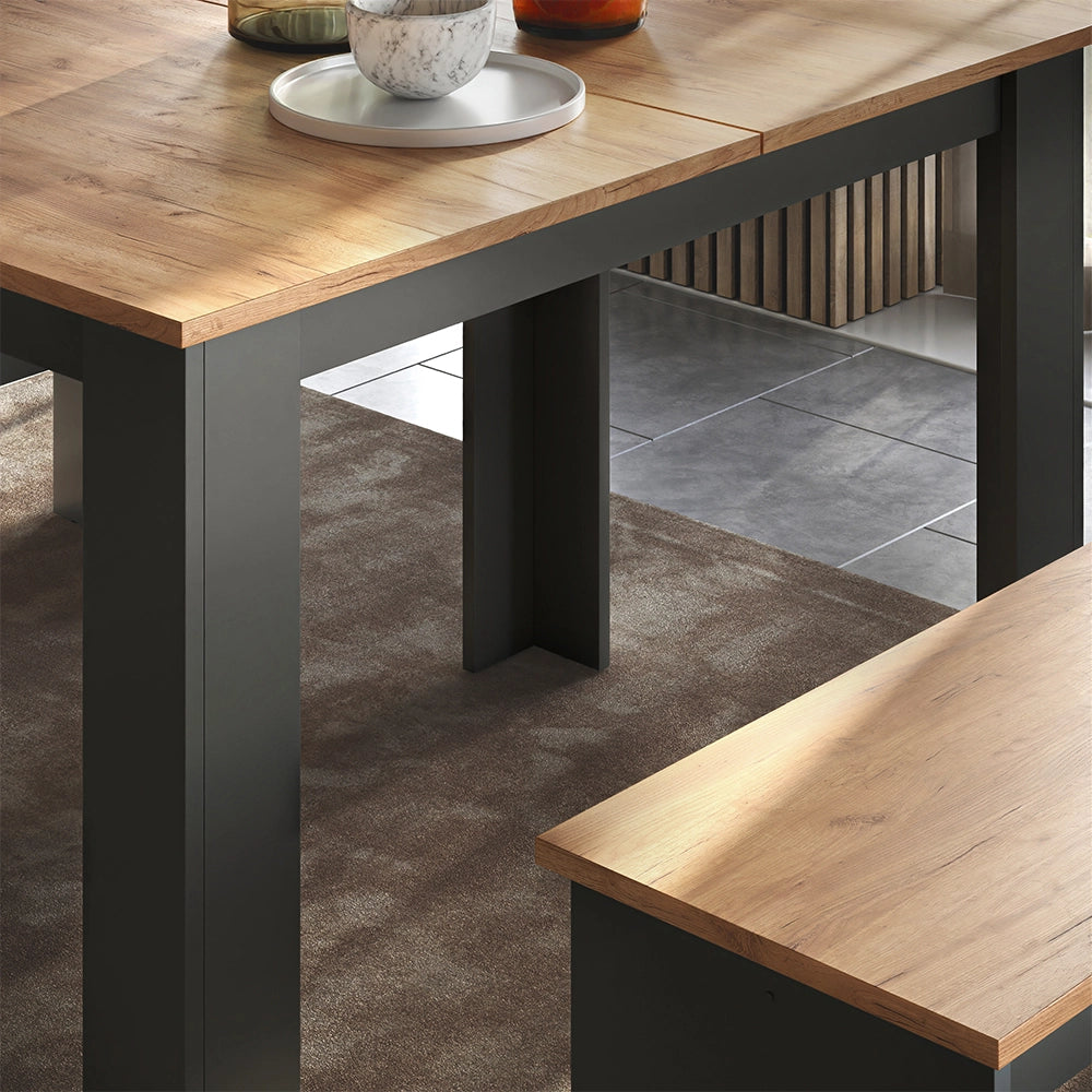Vicco Set di tavoli da pranzo Antracite/quercia dorata 112 x 73.6 cm con 2 panche