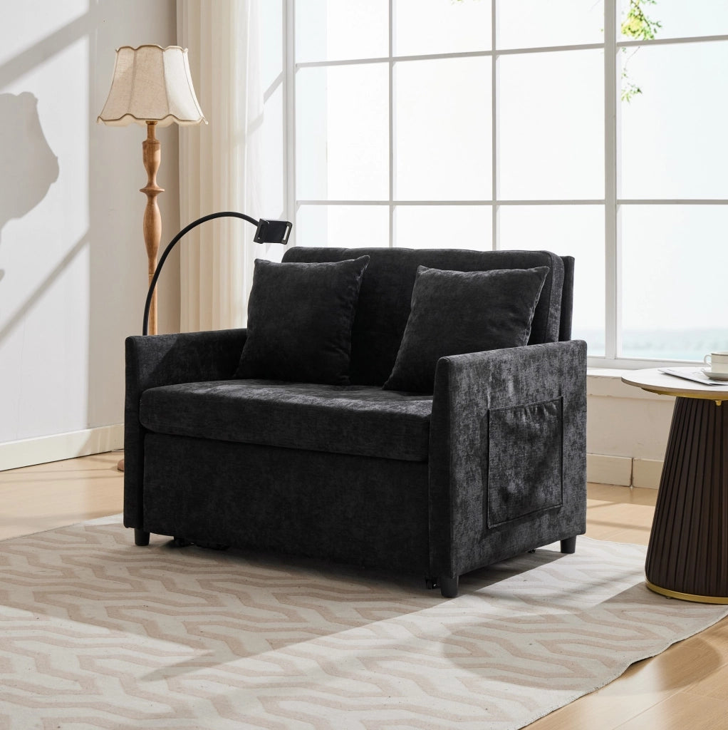 DIVANO Imbottito con USB e Porta Tablet 109x72x83,5 cm Nero