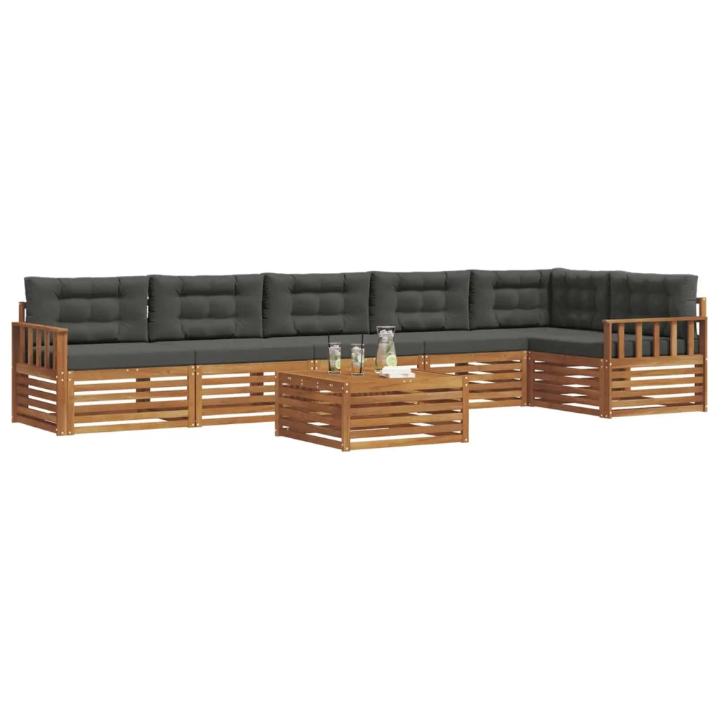 Set di divani da esterno con cuscino 7 pcs Naturale e Antracite 3373572