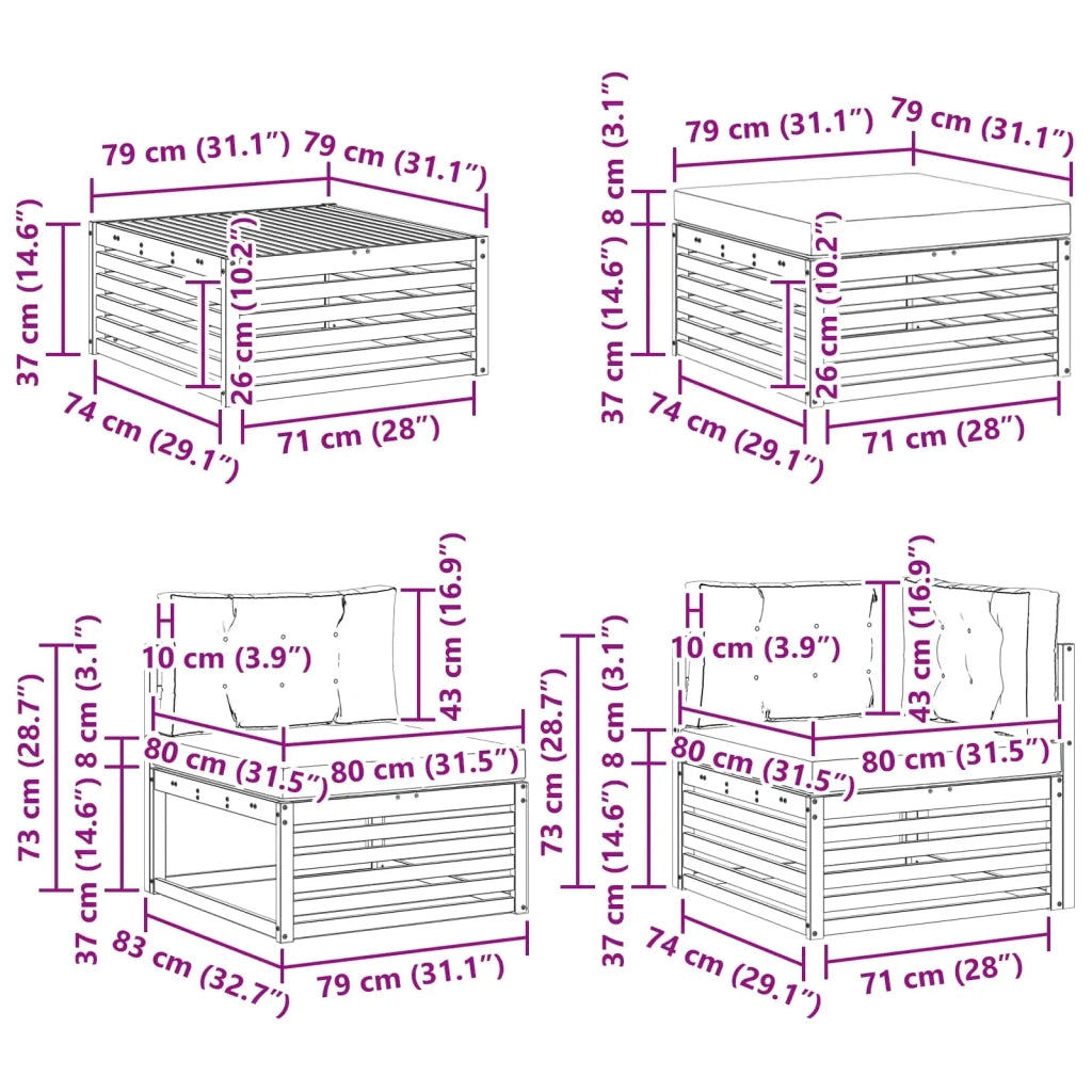 Set di divani da esterno 7 pz Naturale e Beige 3383606