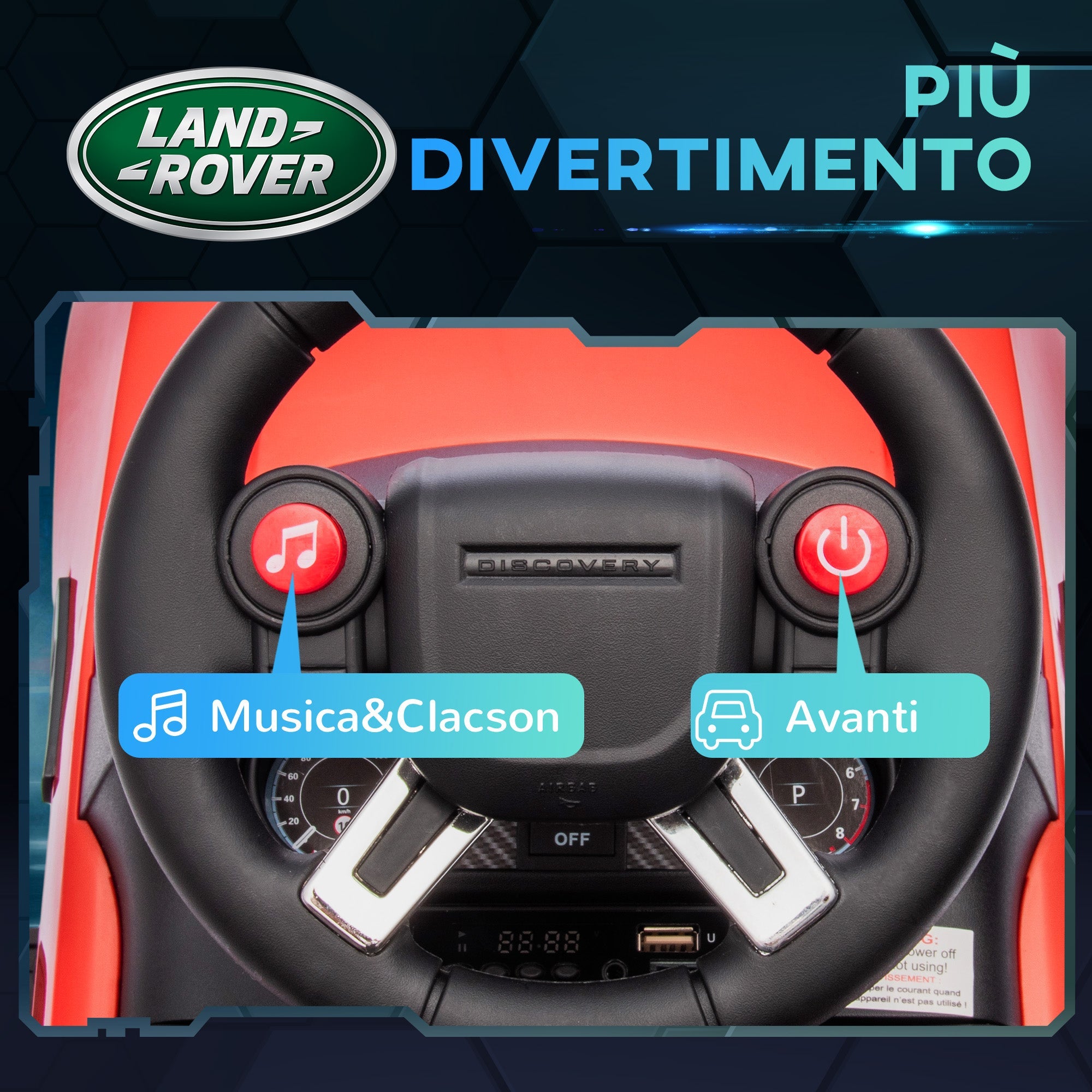 Macchina Elettrica per Bambini Licenza Land Rover Discovery 6V Velocità 3km/h Rosso