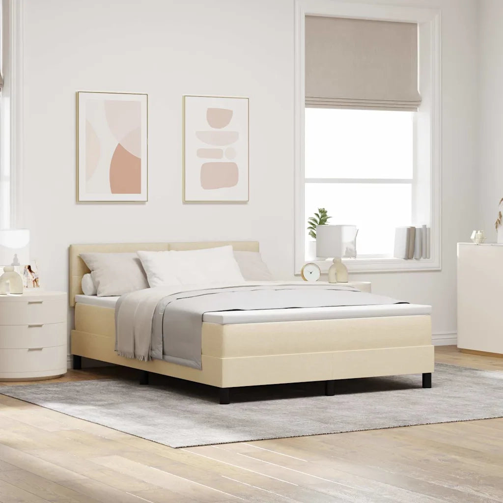 Letto a molle con materasso con led Crema 160 x 200 cm Tessuto