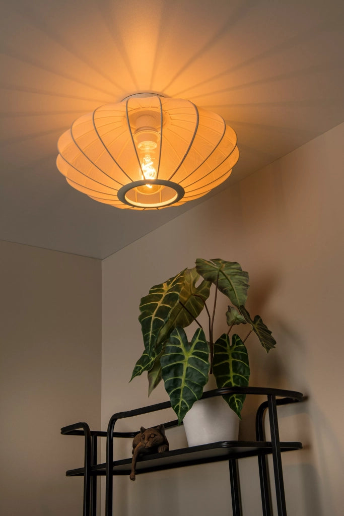 Plafoniera ovale tessuto beige Corina E27 40W Lucide