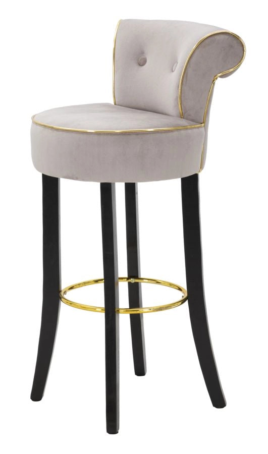 Sgabello Bar Luxy Grigio 46x48x96 cm in MDF e Pino e Spugna e Tessuto e Metallo e Plastica