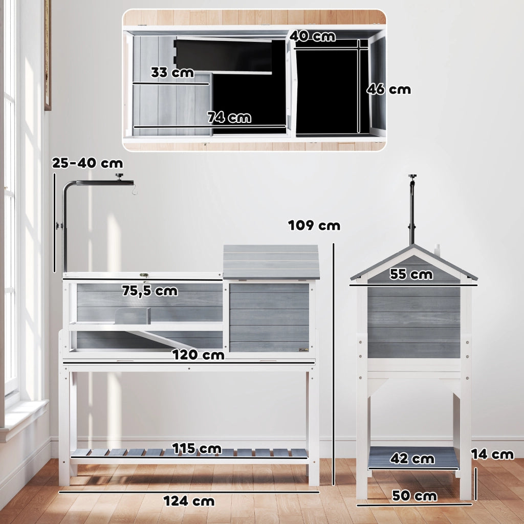 Casetta per Tartarughe in Legno con Lampada e Ripiano ¨C Zephmum ¨C Legno Naturale