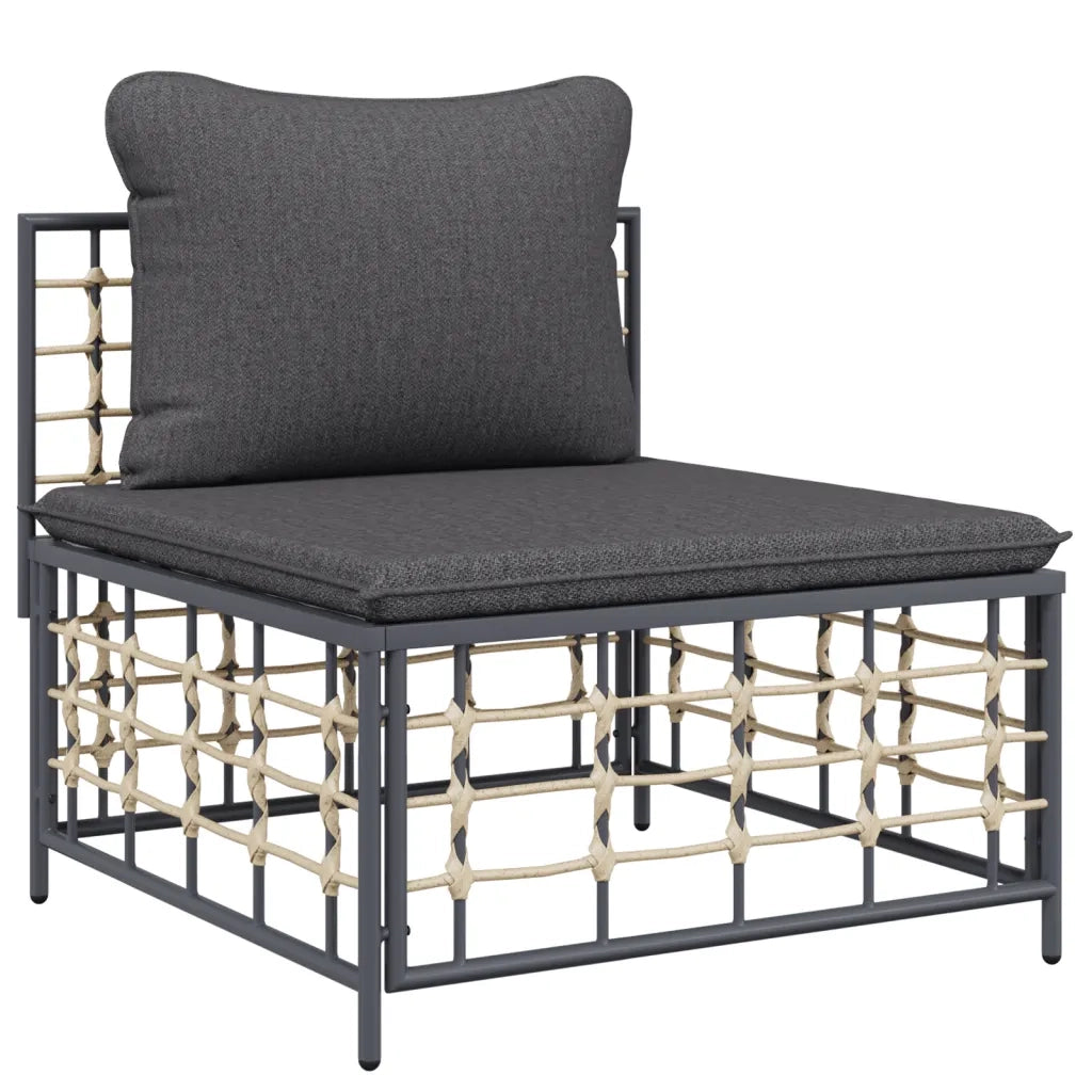 Set Divani da Giardino 9 pz con Cuscini Antracite in Polyrattan 3186793