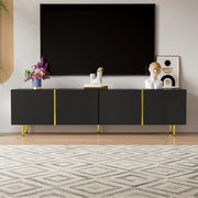 TV-meubel in legno, Nero, Finitura alta, 4 porte Design, Stile e moderno, colorazione nero e oro, con spazio di ripostiglio