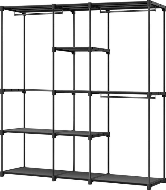 Kappa indipendente con cinture di abbigliamento - telaio metallico - 182 x 43 x 182 cm - inchiostro nero