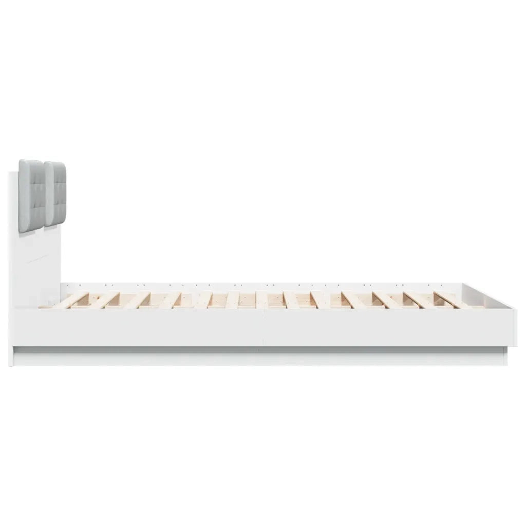 Giroletto con Testiera Bianco 150x200 cm in Legno Multistrato