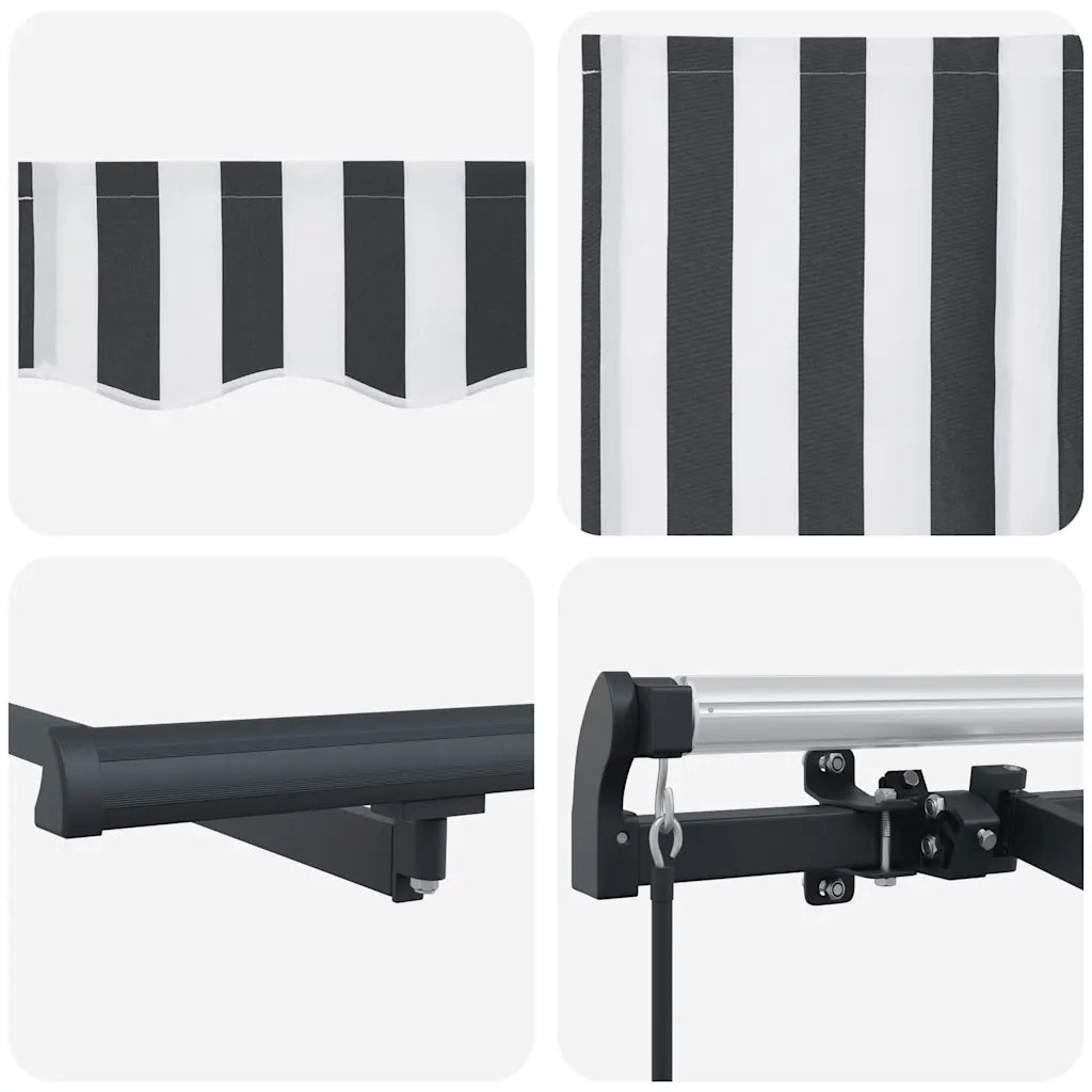vidaXL Tenda da Sole Retrattile Manuale Antracite e Bianco 500x300 cm