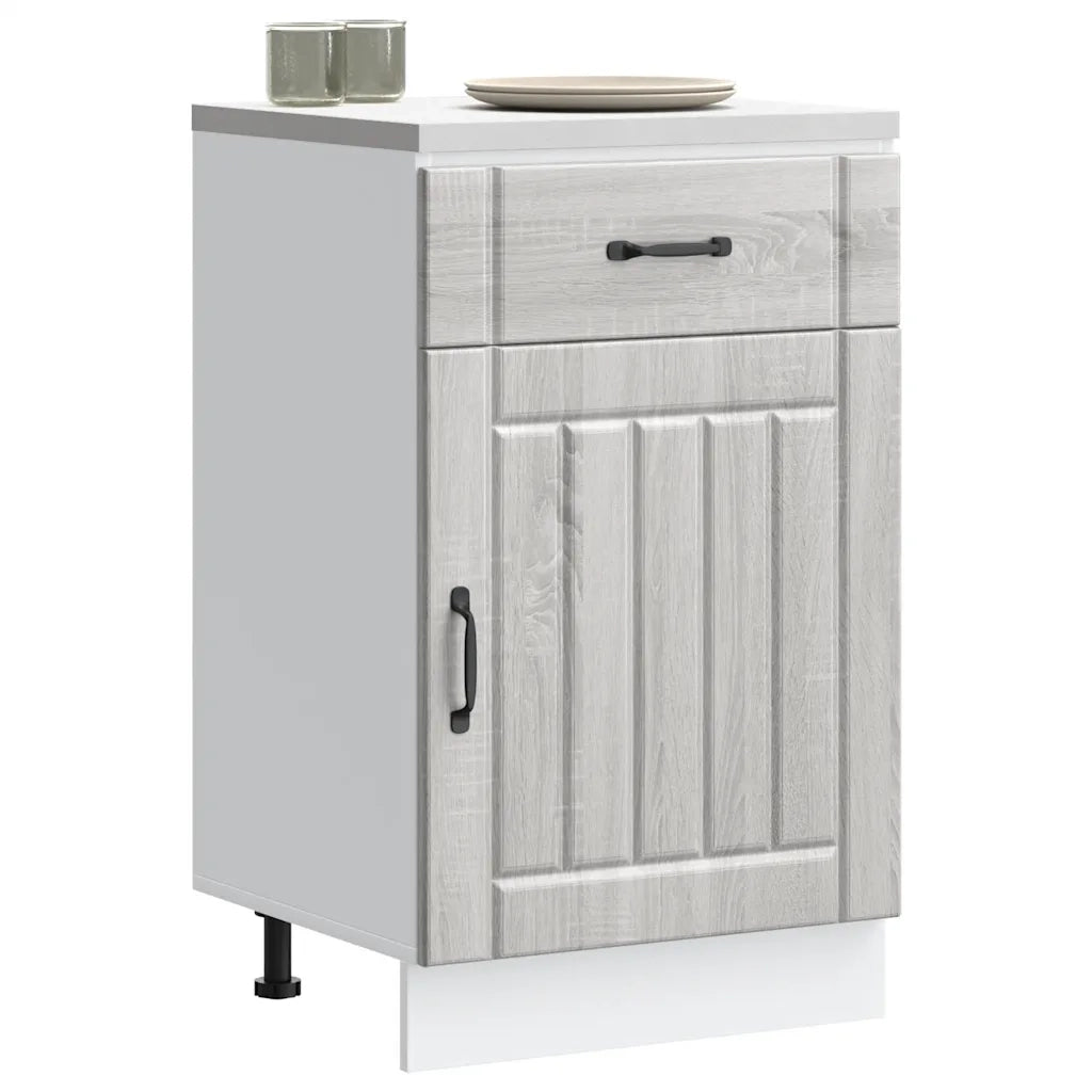 Base da Cucina-Mobile Base da Cucina Lucca Grigio Sonoma in Legno Multistrato 301799