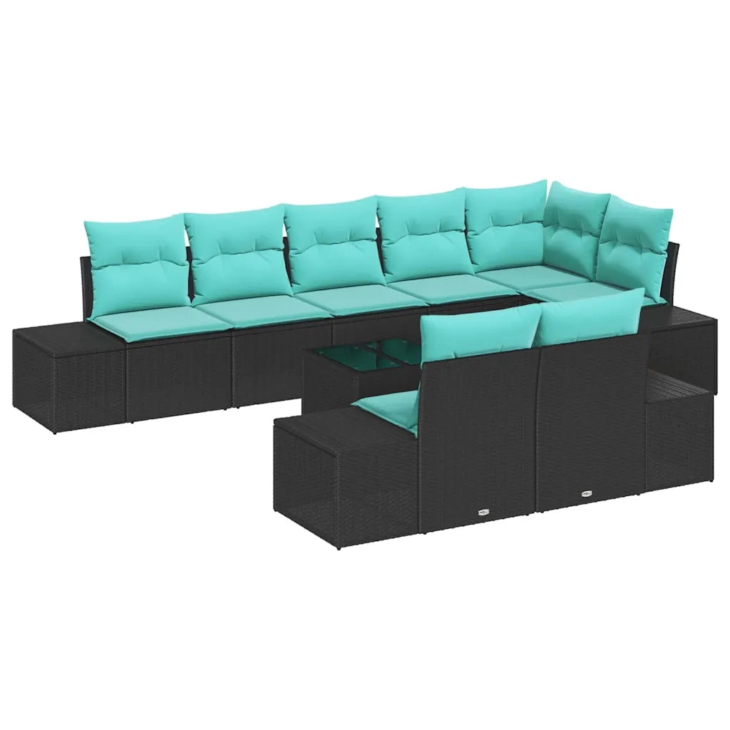 Set Divano da Giardino 9 pz Nero polyrattan 3347126
