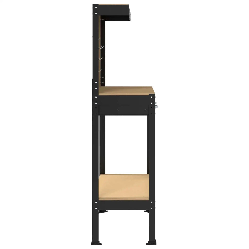 Banco da lavoro con cassetto Nero 81 x 41 x 145 cm 42020129