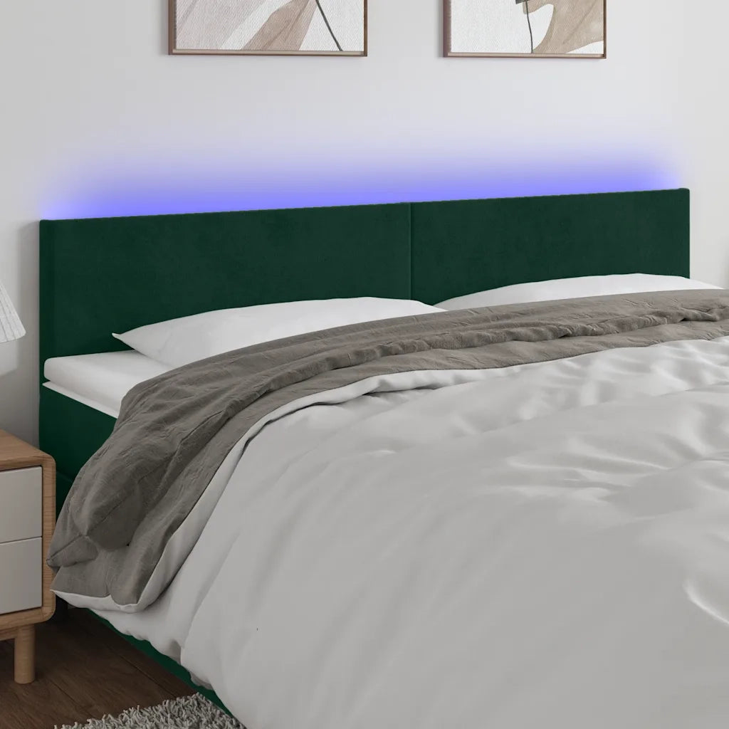 Testiera a LED Verde Scuro 200x5x78/88 cm in Velluto