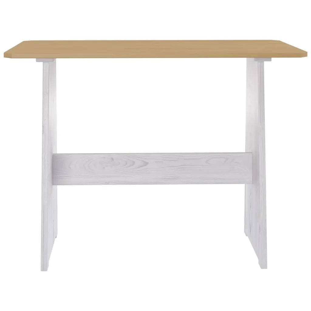 Tavolo da Pranzo con Panca REINE Pino Marrone ambra e Bianco 327253