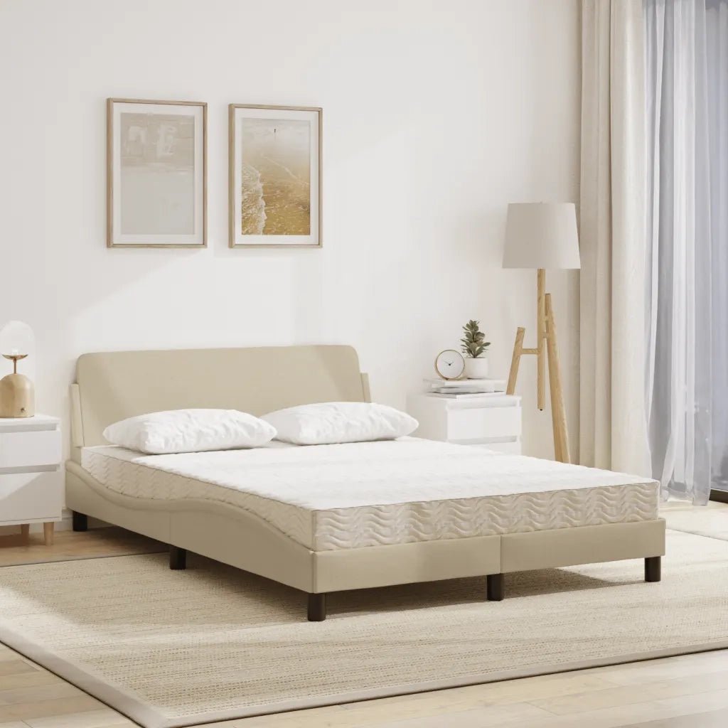 Letto con Materasso Dover Crema 140x200 cm in Tessuto
