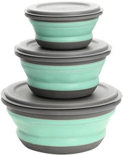 Porta inscatolamento 3 pezzi silicone - contenitore per frutta e insalata per campeggio - escursione - cucina all'aperto in classe