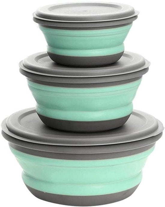 Porta inscatolamento 3 pezzi silicone - contenitore per frutta e insalata per campeggio - escursione - cucina all'aperto in classe