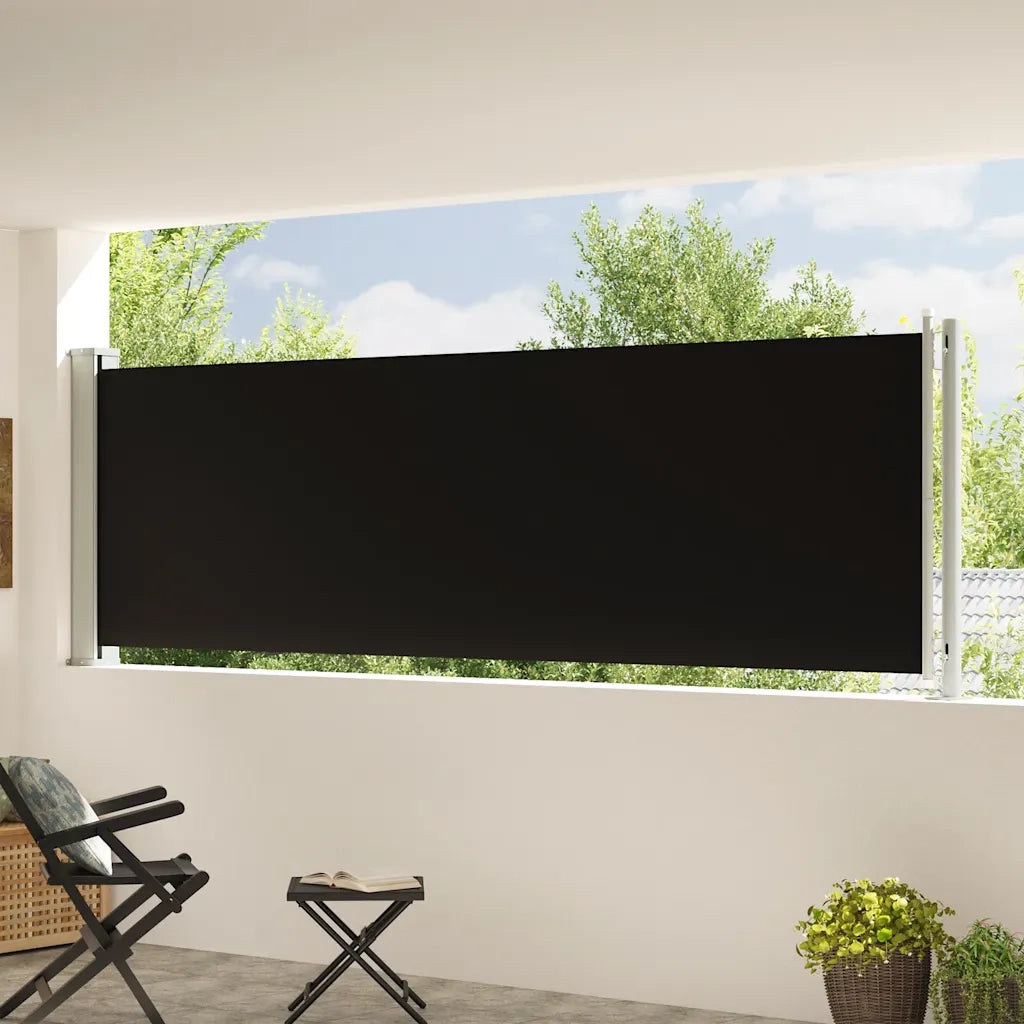 Tenda Laterale Retrattile per Patio 117x614 cm Nera 317946