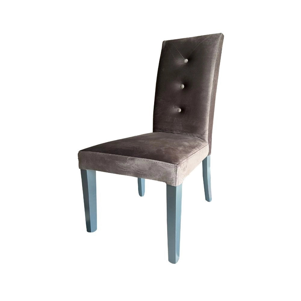 Set 2 Sedia Montecarlo 3 bottoni velluto colore grigio