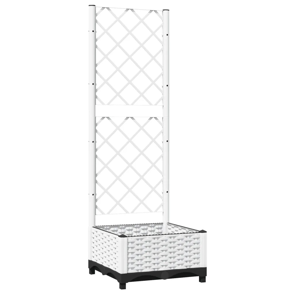 Fioriera | Cassetta per fiori | Vaso da Giardino con Graticcio Bianco 40x40x121,5 cm PP