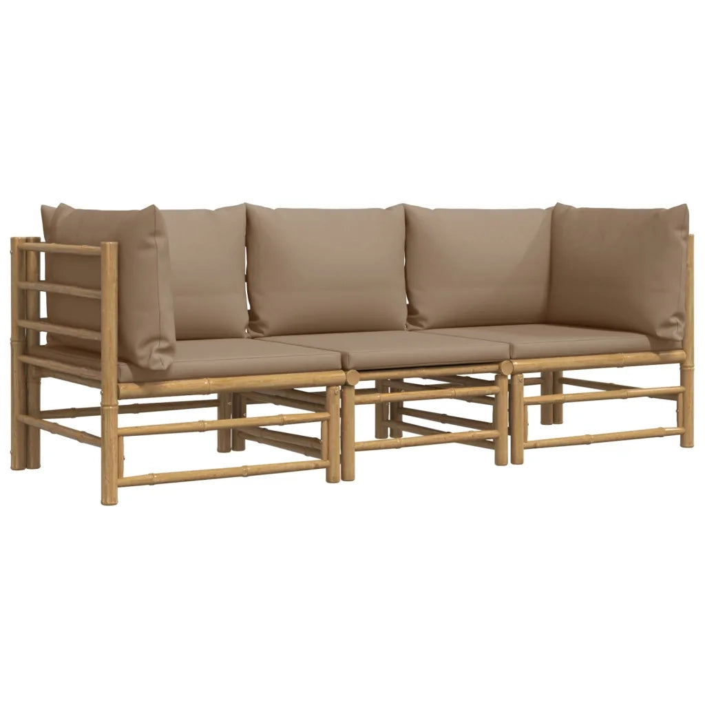 Set Salotto da Giardino 3pz con Cuscini Tortora BambÃ¹cod mxl 124219