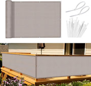 Schermo di privacy per balcone, copertura per balcone, 120 x 600 cm, protezione dal vento, rivestimento per balcone opaco, 170 g/m² poliestere (PES), protezione dal vento e UV, con occhielli e cavi fissati con cinghie, colore taupe