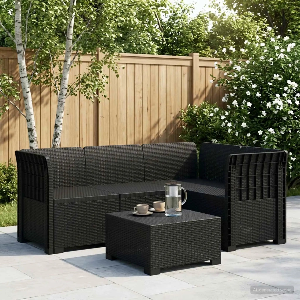 Divano da Giardino 4 Posti Aspetto Rattan PP Antracite 3443958