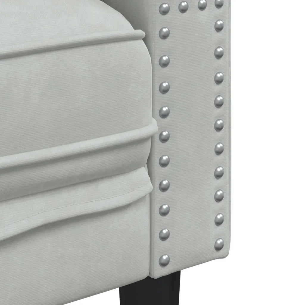 Divano Chesterfield con Rinforzi 3 Posti-Sofa 3 Posti-Divanetto Grigio Chiaro Velluto