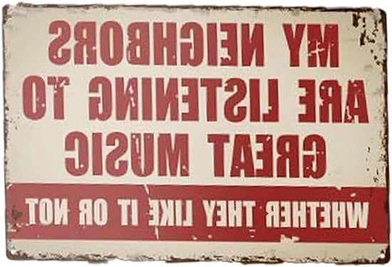 Posters musicali regalo per appassionati di musica: 
  - Plaquette musicale: I miei vicini ascoltano musica incredibile
  - Accessori per bar: per una musica in casa
  - Regali musicali divertenti 
  - Tavolo metallico per musica