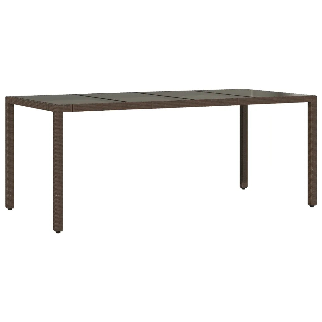 Tavolo Giardino Piano in Vetro Marrone 190x90x75 cm Polyrattan 365593