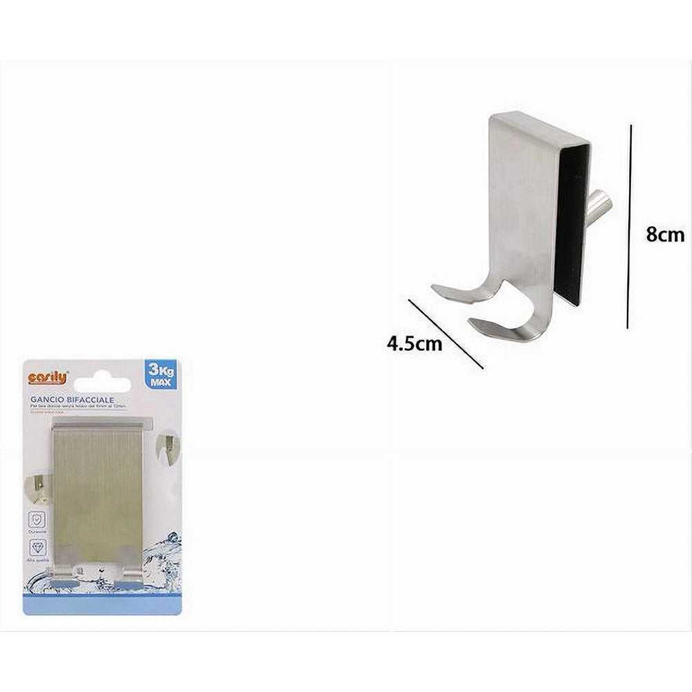 Trade Shop - Gancio Bifacciale Porta Box Doccia A 3 Ganci Accappatoio Tergivetro Bagno 87768 -