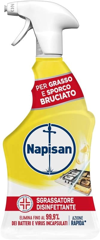 NAPISAN 12 SPRAY 740 ML L'UNO SGRASSATORE DISINFETTANTE SUPERFICI AL LIMONE ANTI BATTERI E VIRUS AZIONE RAPIDA