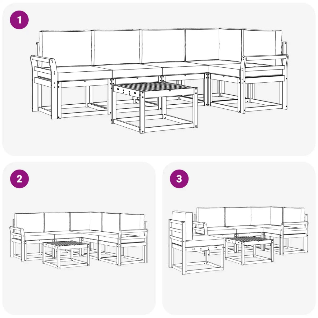 Set di divani da esterno 6 pz Bianco e Antracite 3387666