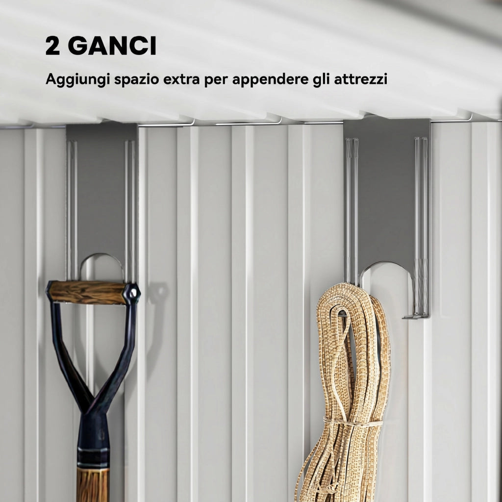 Casetta da Giardino ¨C zephmum ¨C Grigio Chiaro Acciaio 195x122x181.5 cm