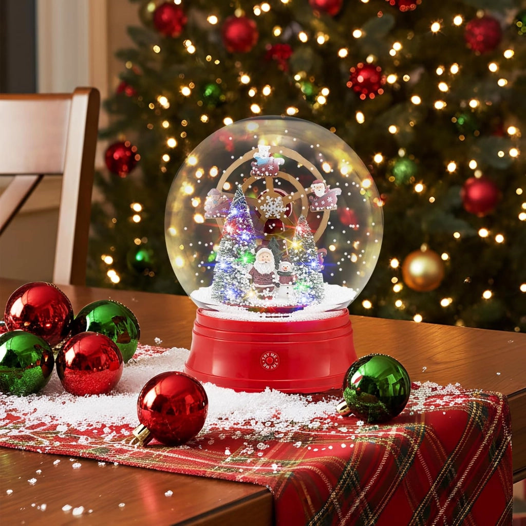 150 CM Lampione Natalizio Musicale, Lampada Festiva con Lanterna a Globo di Neve Attivata dal Suono, Albero di Natale, Babbo Natale, Soldato e Scatole Regalo (Modello 4)