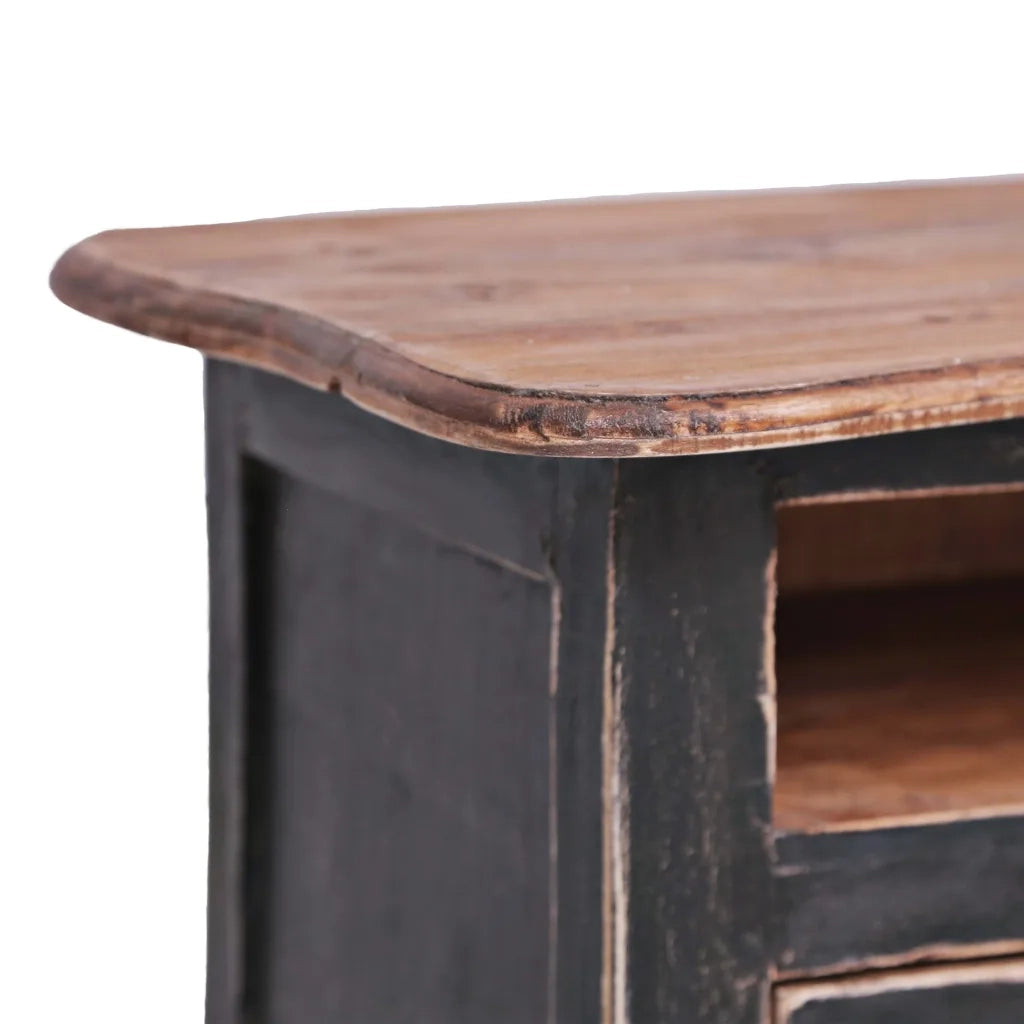 Mobile Porta TV 120x30x40 cm Nero Legno Massello di Recupero cod mxl 15594