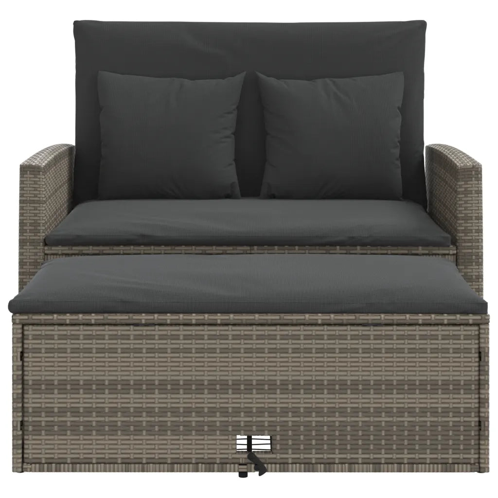 Divano da Giardino con Cuscini 2 Posti Grigio in Polyrattan 365134