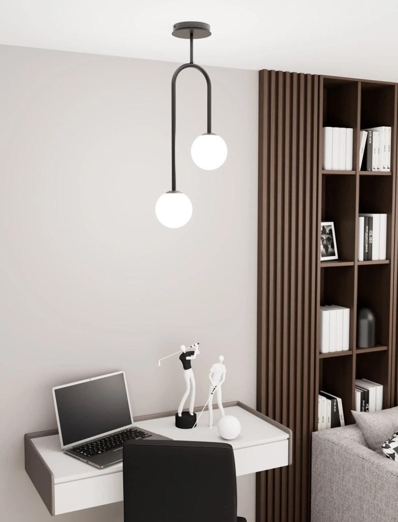 Plafoniera moderna nero/bianco 2 sfere E14 ATRIA Emibig