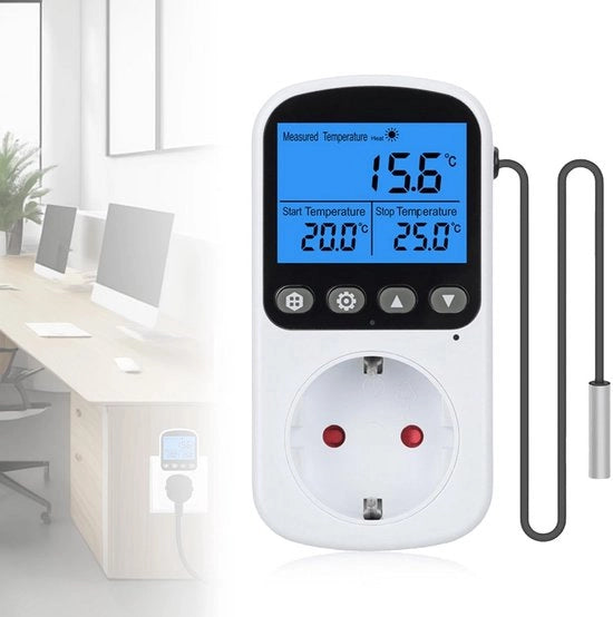 Abitazione per acquario con termostato digitale, schermo LCD, timer e sensor per il controllo della temperatura.