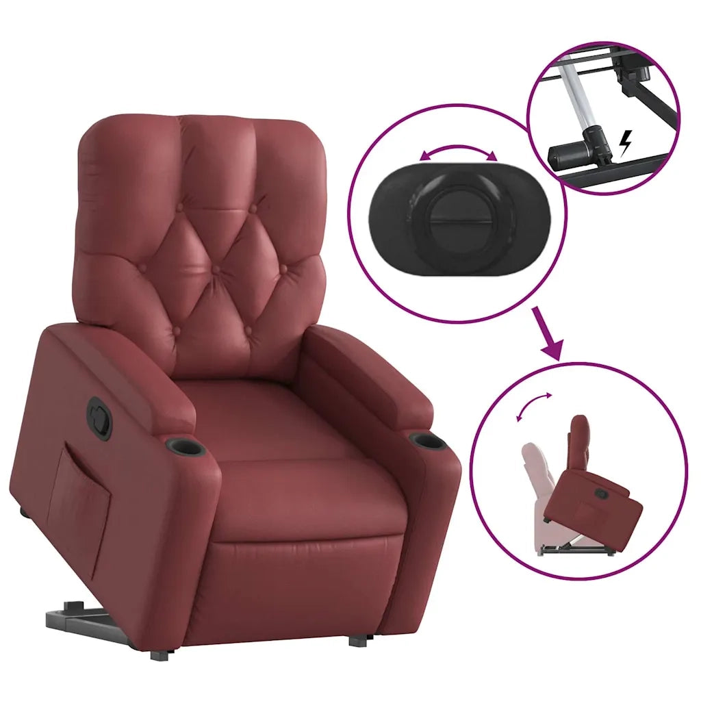 Poltrona | Sedia Relax Alzapersona Reclinabile Rosso Vino in Similpelle