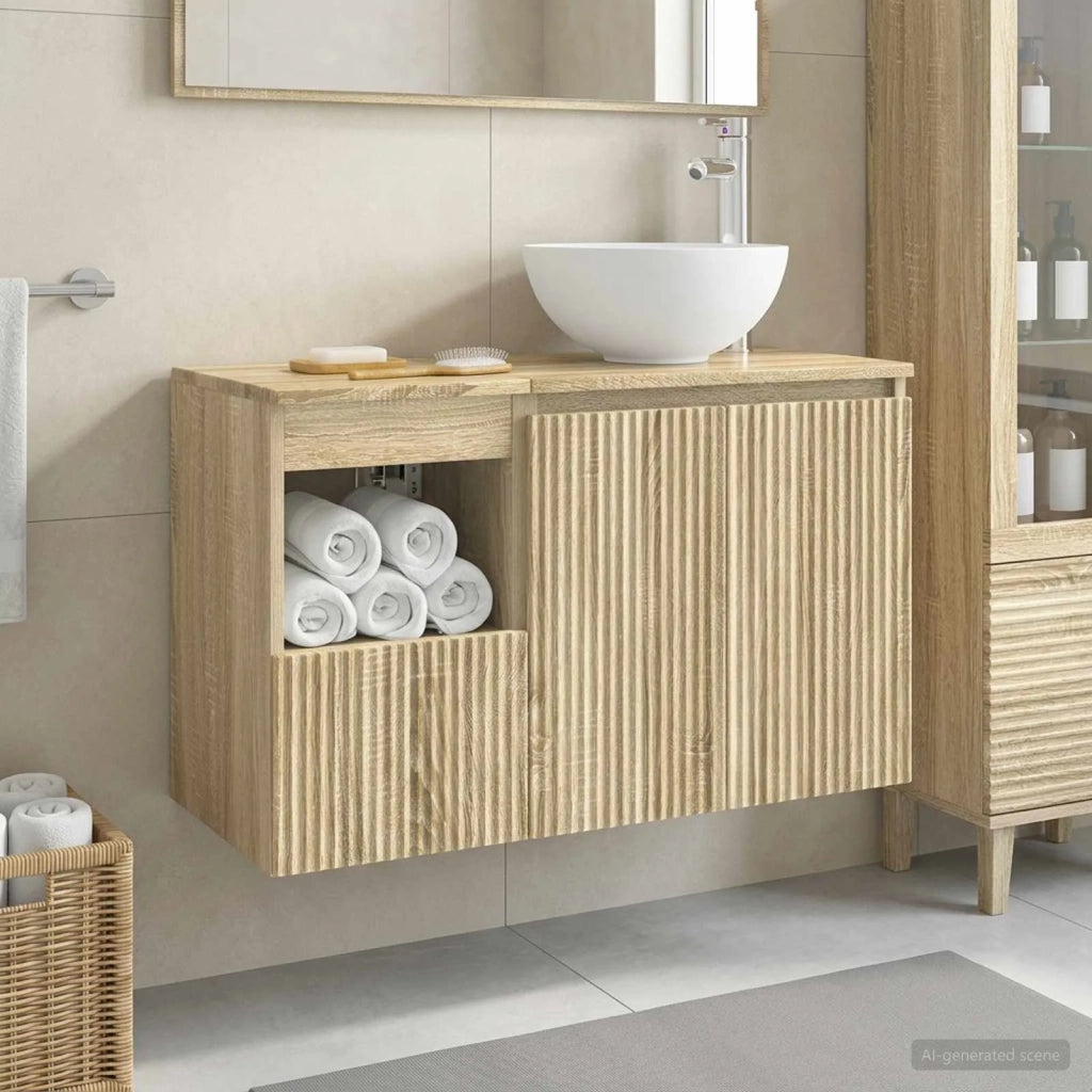 Set di mobili per il bagno 2 pz Rovere Sonoma 3404026