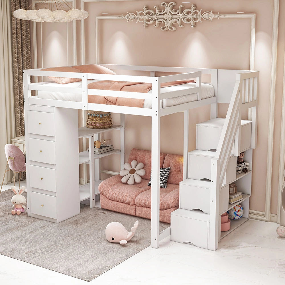 Lit mezzanine con cassetti - Xylo - 140x200 cm - Bianco
