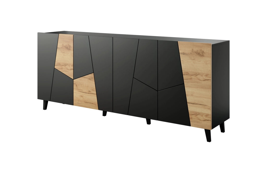 MOBILE VITRAIL CABINET 200 4D NERO OPACO ROVERE ARTIGIANALE ETNA