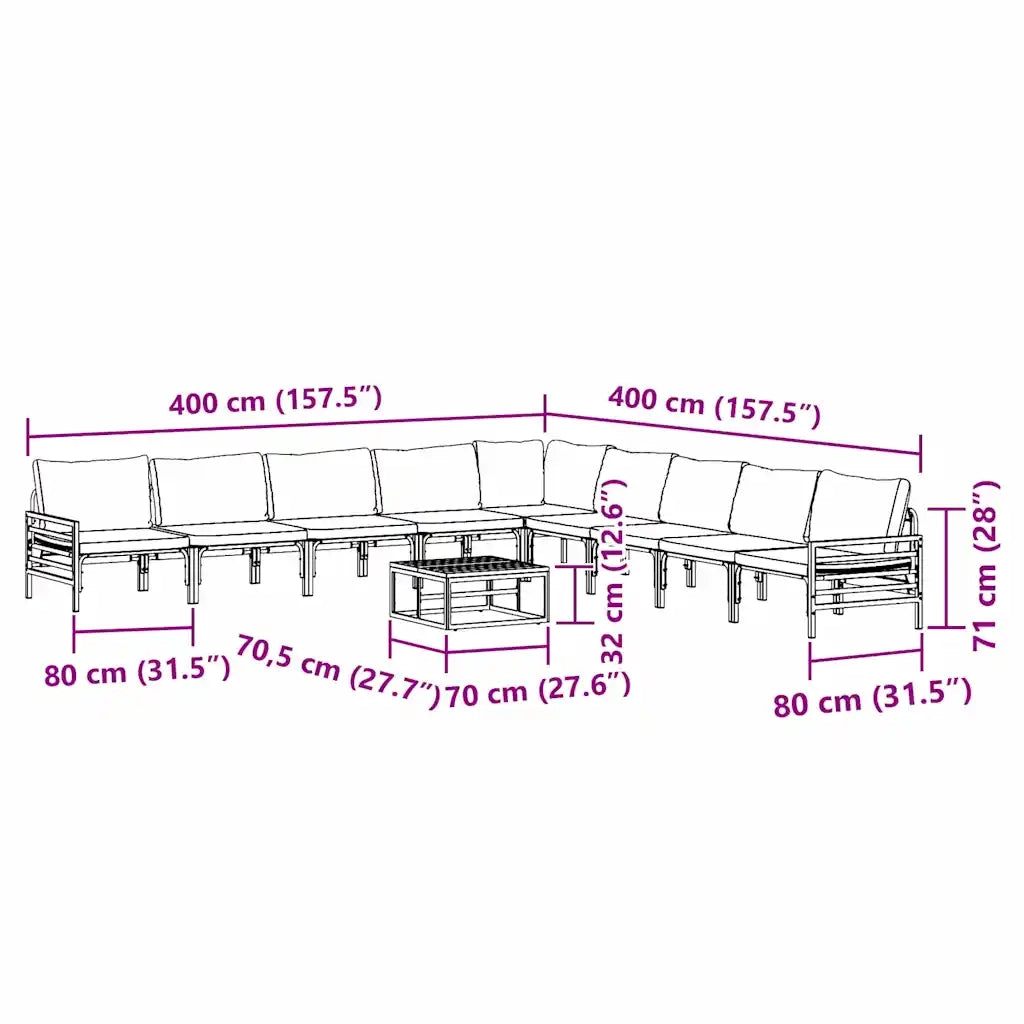 vidaXL Set Divano da Giardino 10 pcs Antracite Acciaio
