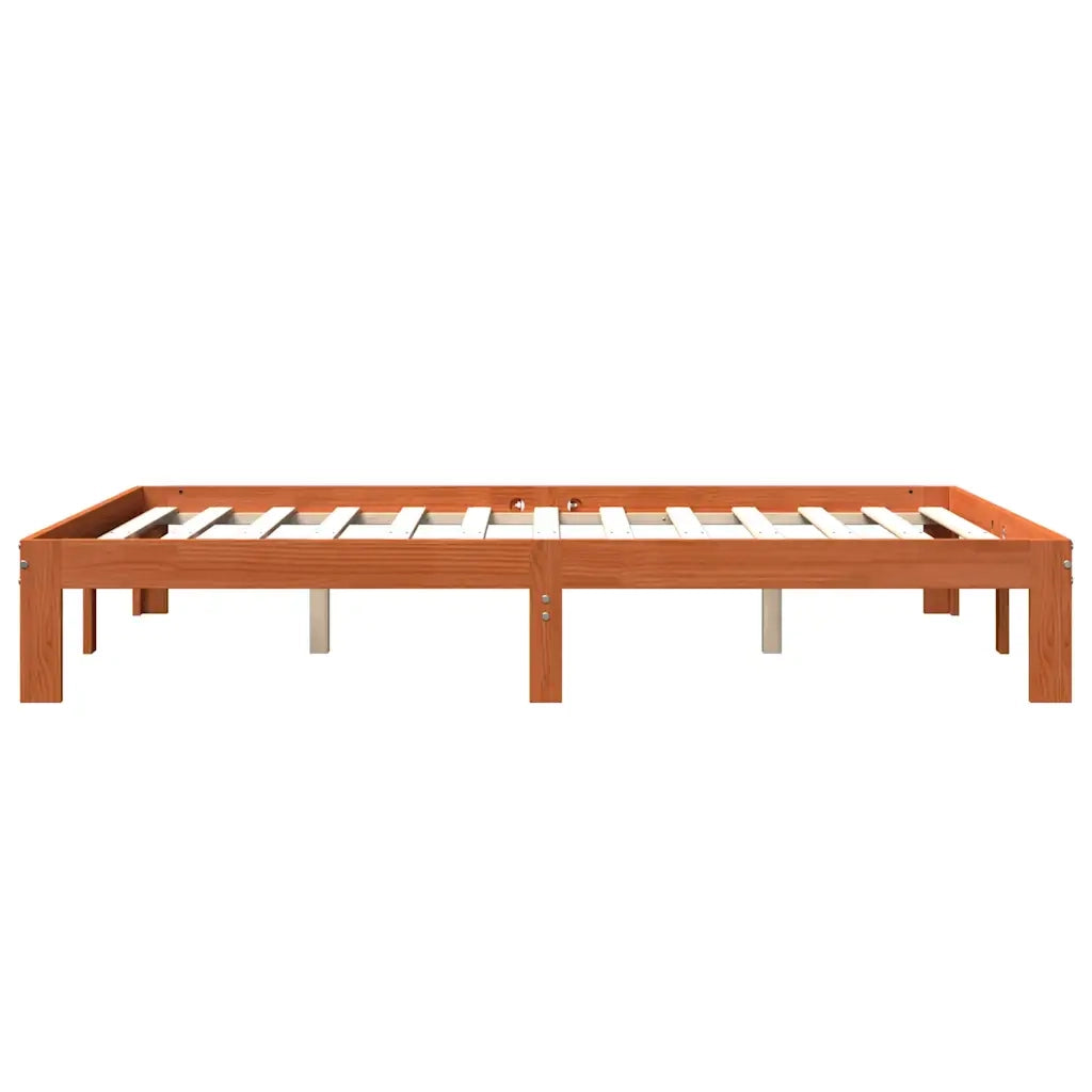 Letto senza Materasso-Struttura Letto Marrone Cera 140x190 cm in Legno di Pino 701984