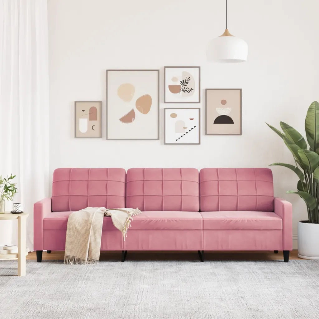 Divano a 3 Posti rosa 210 cm in Velluto 4007647