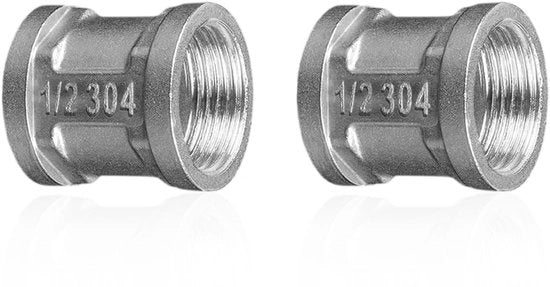 2 pezzi di tubo in acciaio inossidabile con doppia vite 1/2" IG x IG, adattatore di connettore a filo interno, tubo in acciaio inossidabile doppio 1/2", connettore doppio per connessione di tubo (1/2")