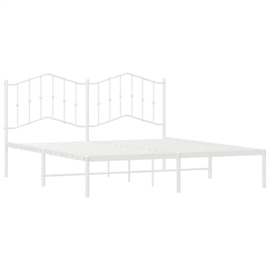 Letto matrimoniale | Letto per adulti | Giroletto con Testiera Metallo Bianco 183x213 cm