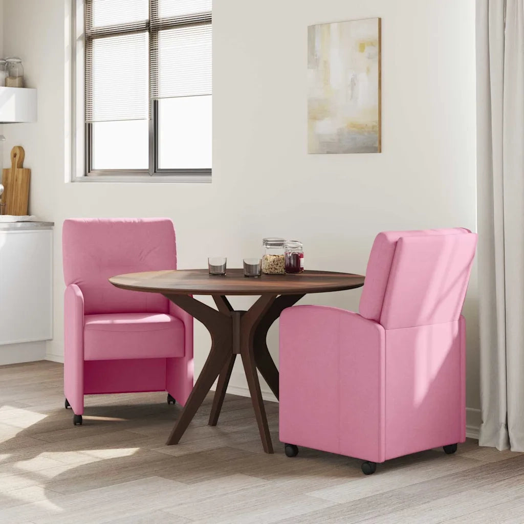 Sedie da Pranzo con Ruote 2 pcs Rosa 57 x 67 x 95 cm Tessuto 42017856